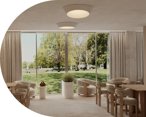 zahrada s výhledem na řeku